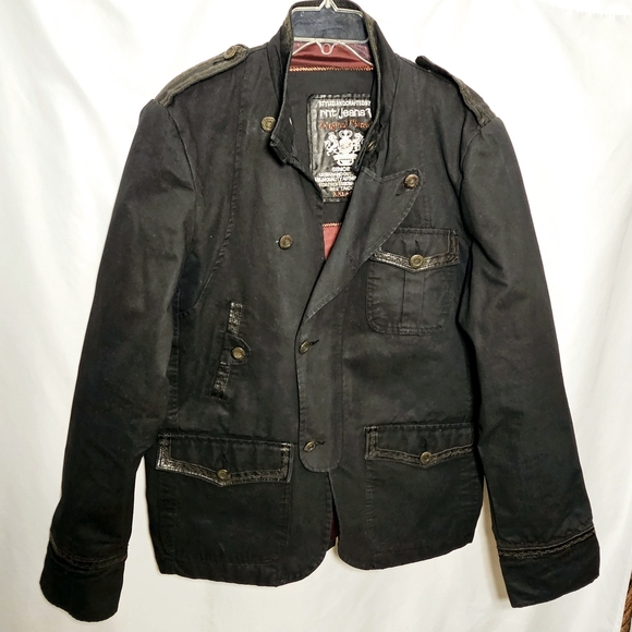 rnt23 Ron Tomson Urban Outdoor Wear Mens Y2K 90's Black Denim Jacket XXL - Picture 2 of 16